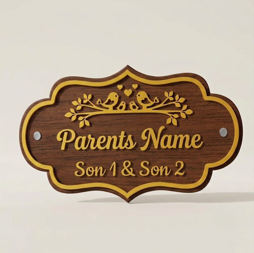 Customized Wooden Name Plate for Home Entrance | Premium Family Name Board