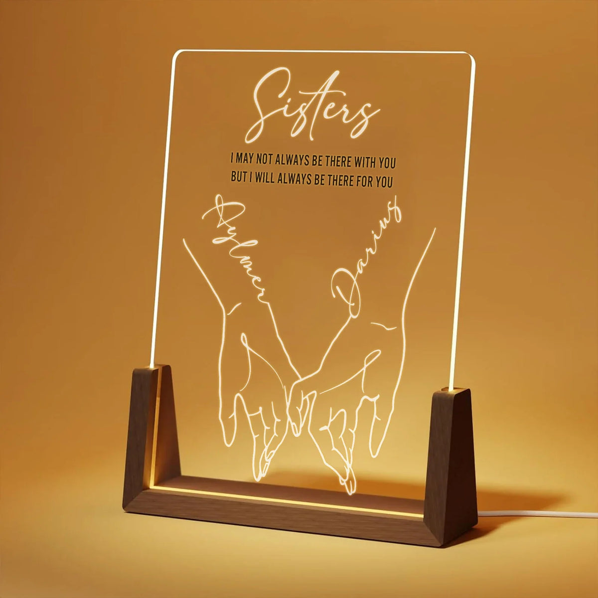 Personalized Sisters Acrylic LED Lamp | Custom Sister Name Night Light