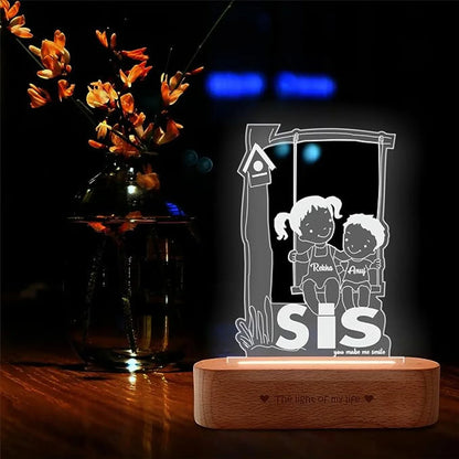 Personalized Sister Swing Acrylic LED Lamp