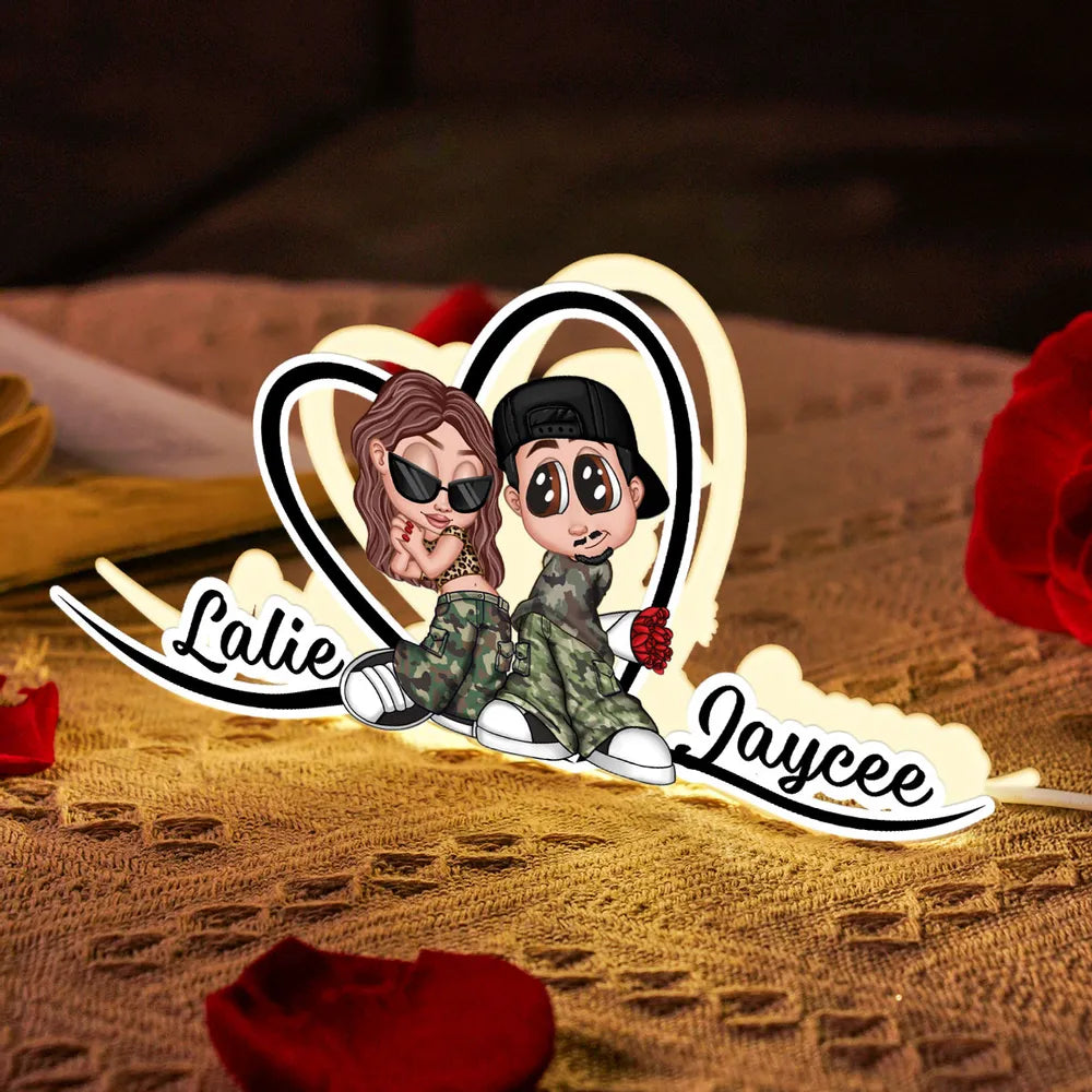 Seemlo Couple Heart Shape With Names - Personalized Light Box - Unique Gift For Him, Gift For Her