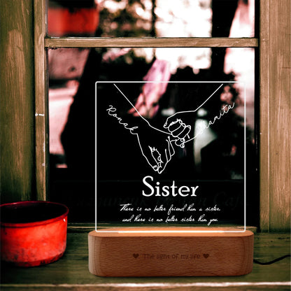 Personalized Sister Love Acrylic LED Lamp | Raksha Bandhan Gift for Sister