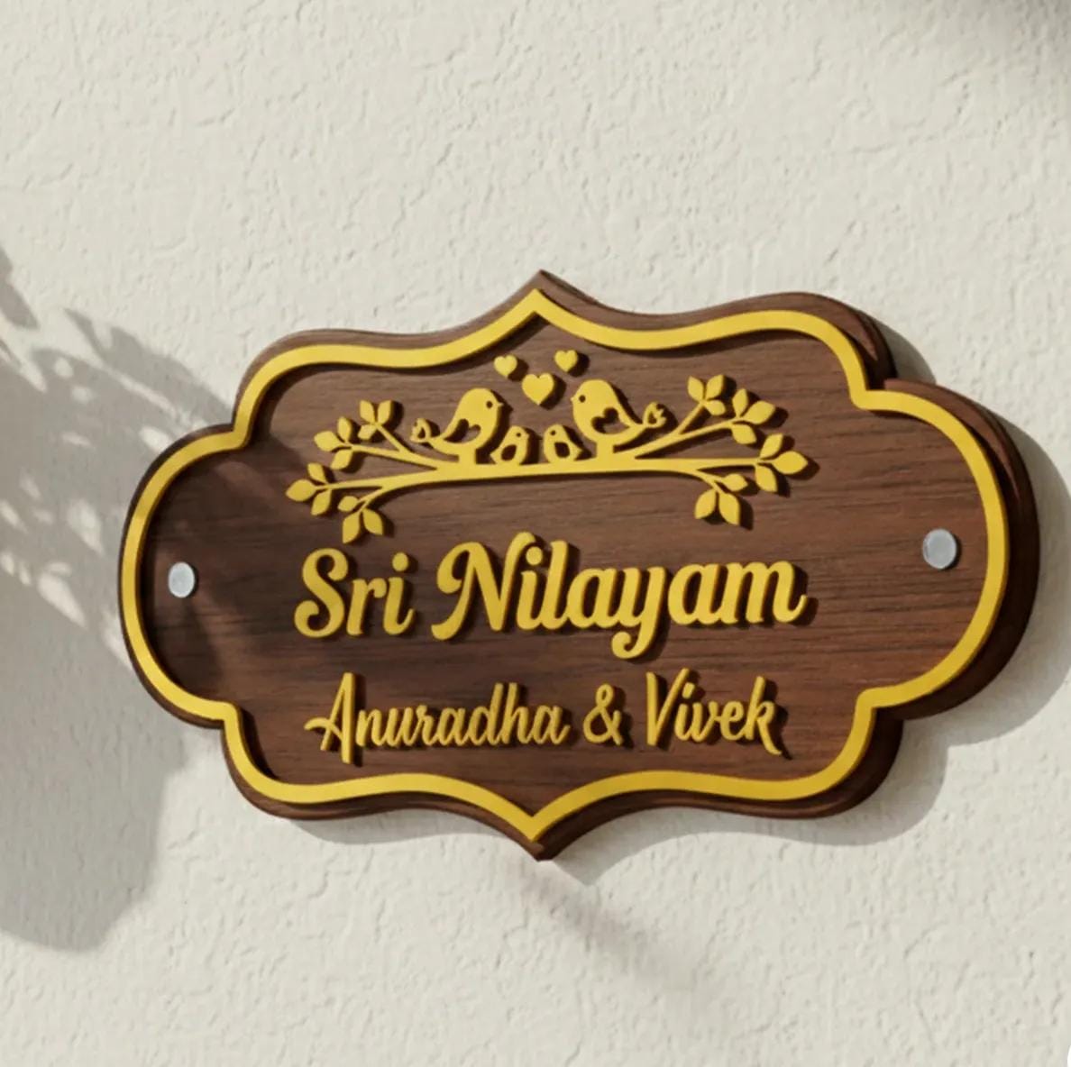 Customized Wooden Name Plate for Home Entrance | Premium Family Name Board