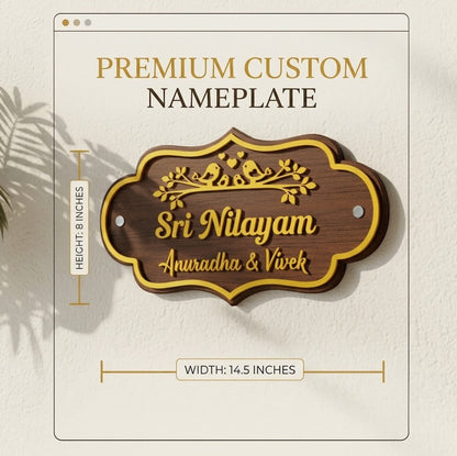 Customized Wooden Name Plate for Home Entrance | Premium Family Name Board