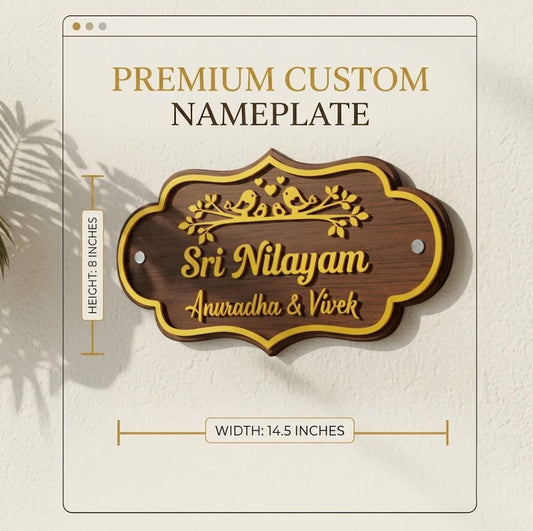 Customized Wooden Name Plate for Home Entrance | Premium Family Name Board