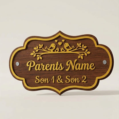 Customized Wooden Name Plate for Home Entrance | Premium Family Name Board
