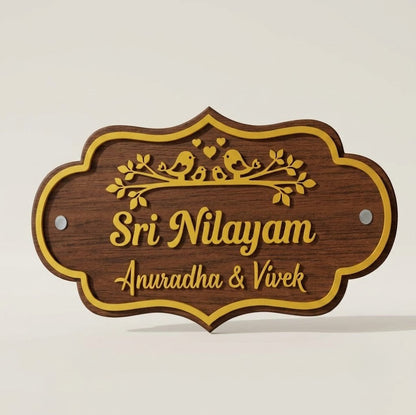 Customized Wooden Name Plate for Home Entrance | Premium Family Name Board