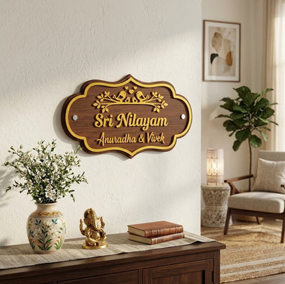 Customized Wooden Name Plate for Home Entrance | Premium Family Name Board