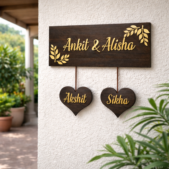 Handcrafted Wooden Family Name Plaque