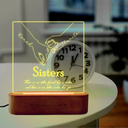 Personalized Sister Love Acrylic LED Lamp | Raksha Bandhan Gift for Sister