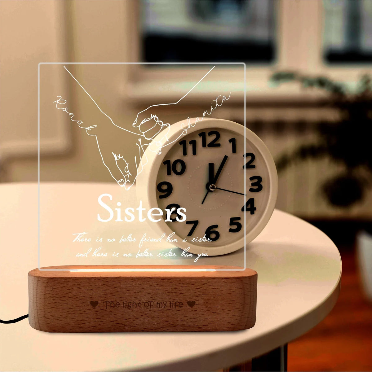 Personalized Sister Love Acrylic LED Lamp | Raksha Bandhan Gift for Sister