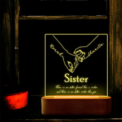 Personalized Sister Love Acrylic LED Lamp | Raksha Bandhan Gift for Sister
